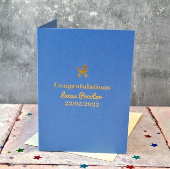 Personalised Foiled 'Pram' Baby Card