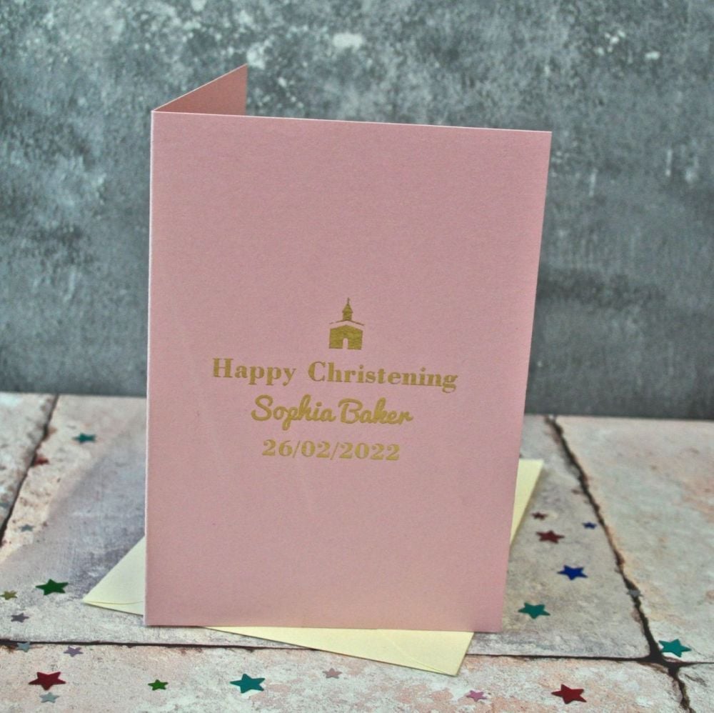 Personalised Foiled 'Church' Christening Card