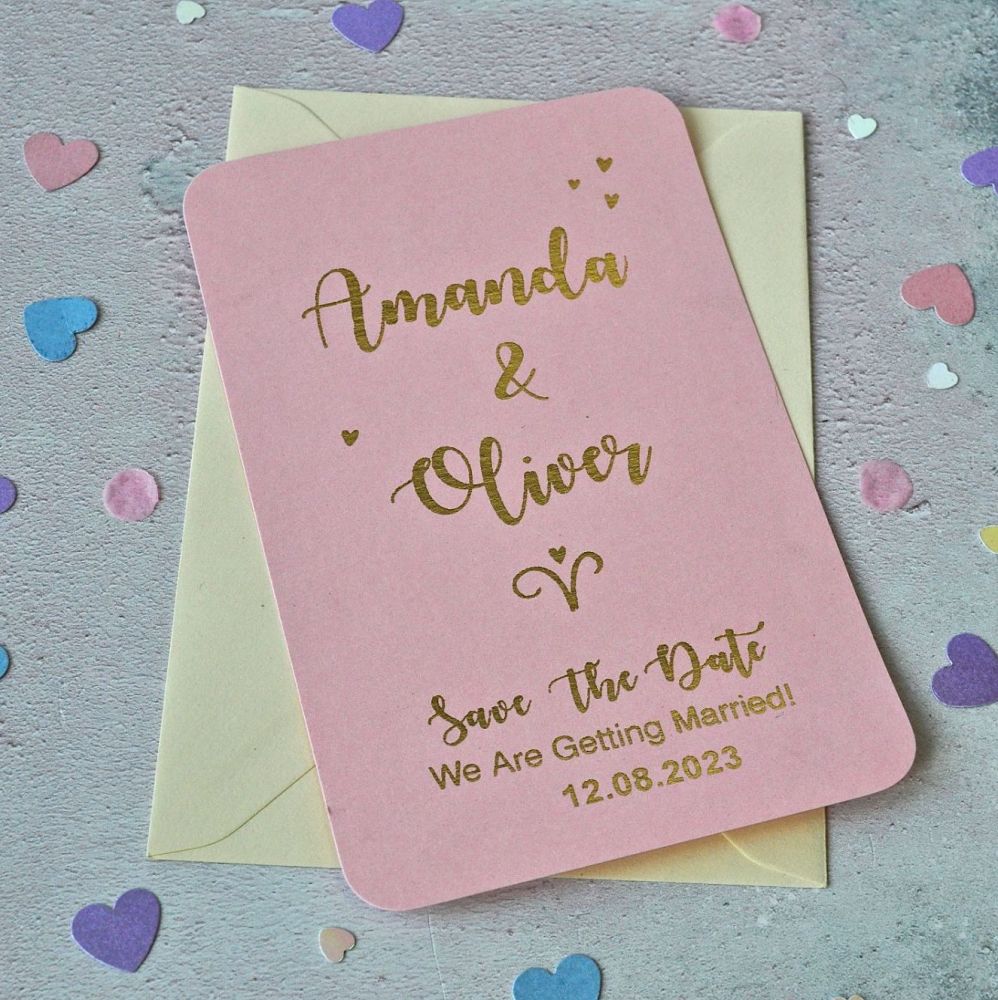 Gold Foiled Heart Save The Dates