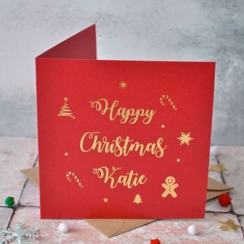 Personalised Gold Foiled Festive Christmas Card