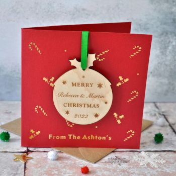 Personalised Gold Foiled 'Christmas Pudding'  Decoration' Christmas Card