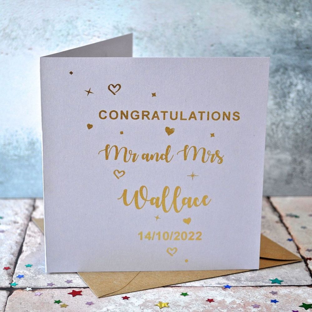 Personalised  Gold Foiled Wedding Card