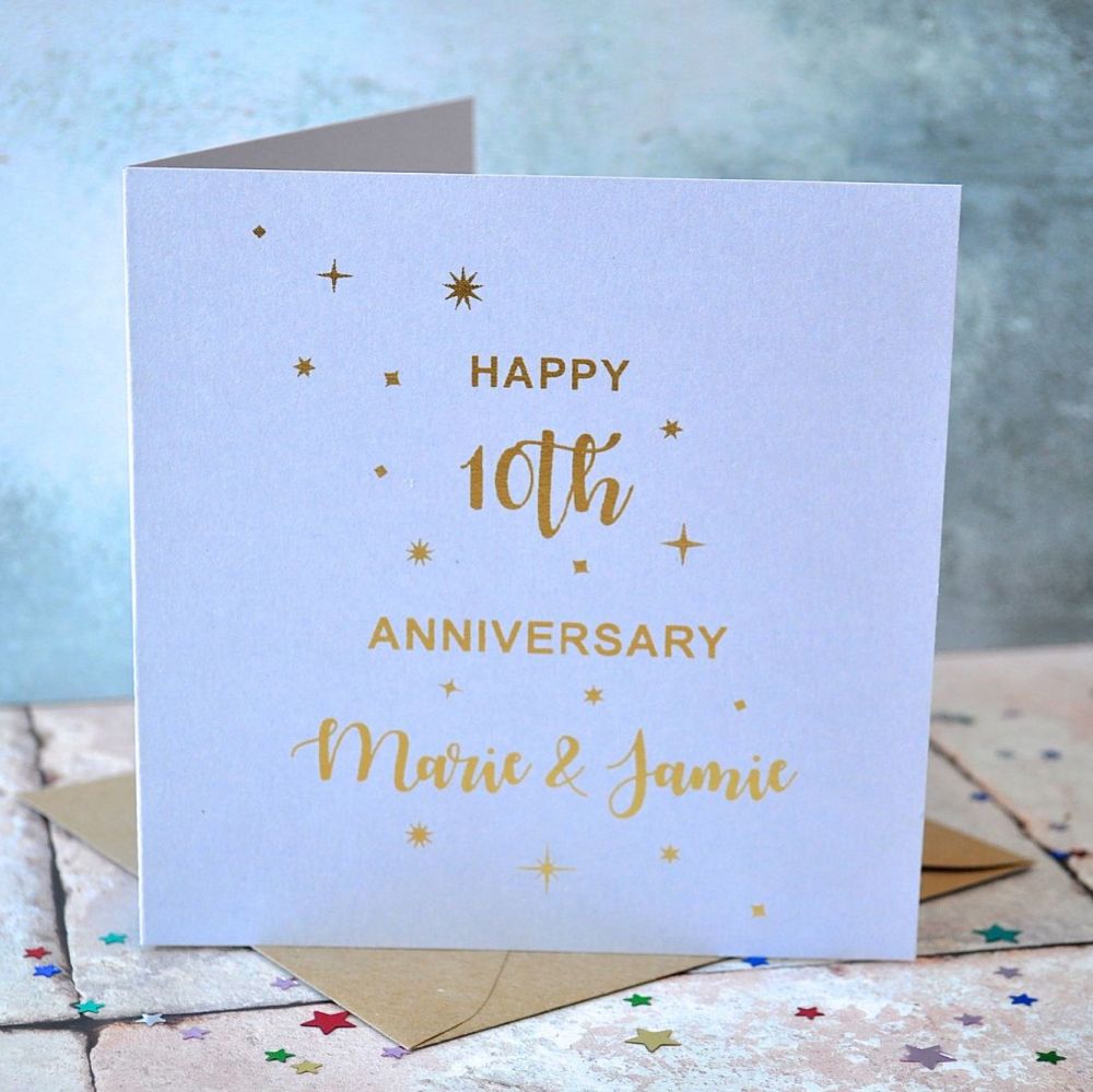 Personalised  Gold Foiled Anniversary Card