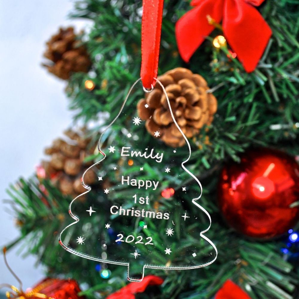 Personalised Acrylic 'First Christmas' Tree Decoration