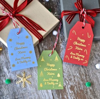 Personalised Gold Foiled Festive Pack of Gift Tags