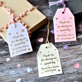 Personalised Gold Foiled Wedding Favour Gift Tag