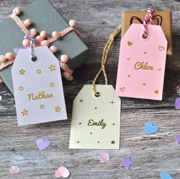 Personalised Gold Foiled Name Favour Gift Tag