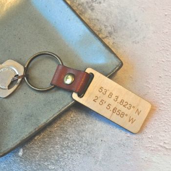 Coordinate Leather and Wood Keyring