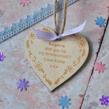 Will You Be My Bridesmaid? Rustic Floral Heart Decoration