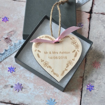 Personalised Rustic Floral Heart Decoration