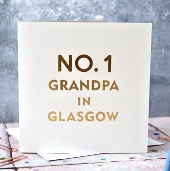 No.1 Grandpa Location Gold Foiled Card