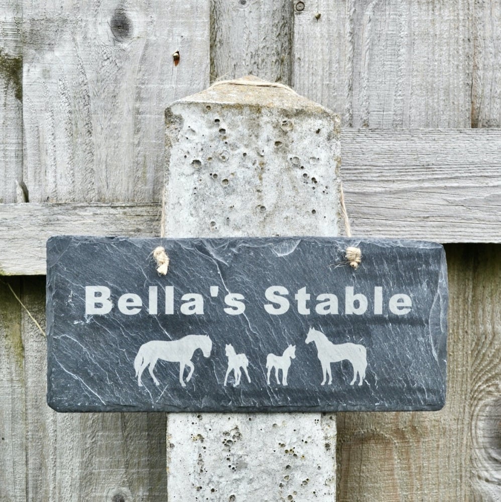 Personalised Horse Stable Outdoor Slate Sign