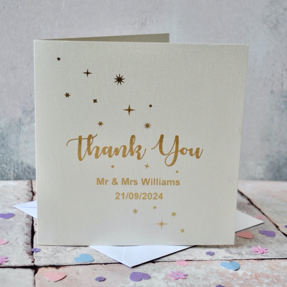 Wedding Thank You Personalised  Gold Foil Card