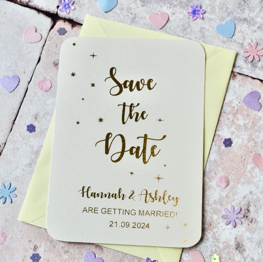 Gold Foil Star Save The Date