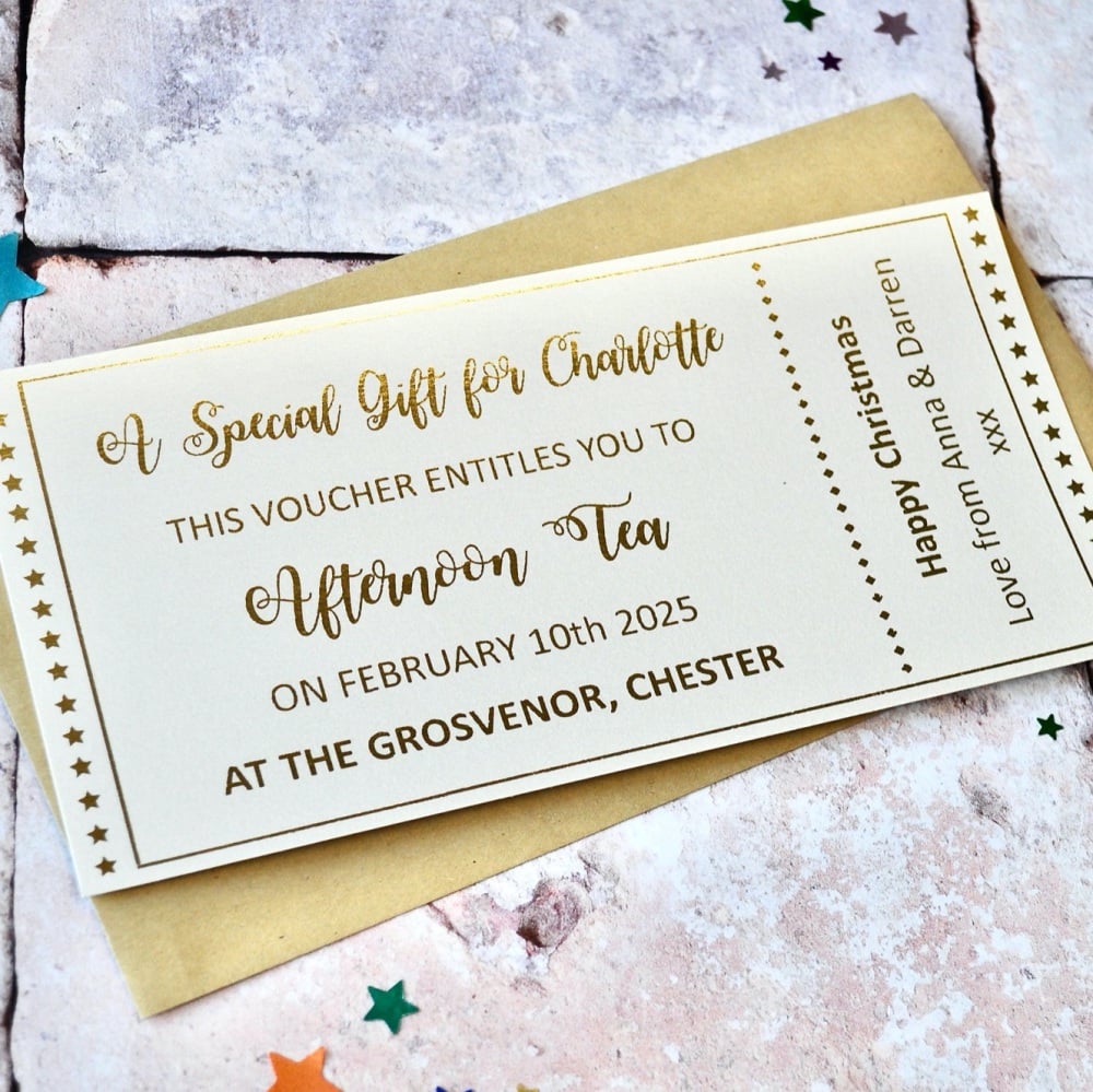 Personalised Gold Foil 'Gift Voucher'