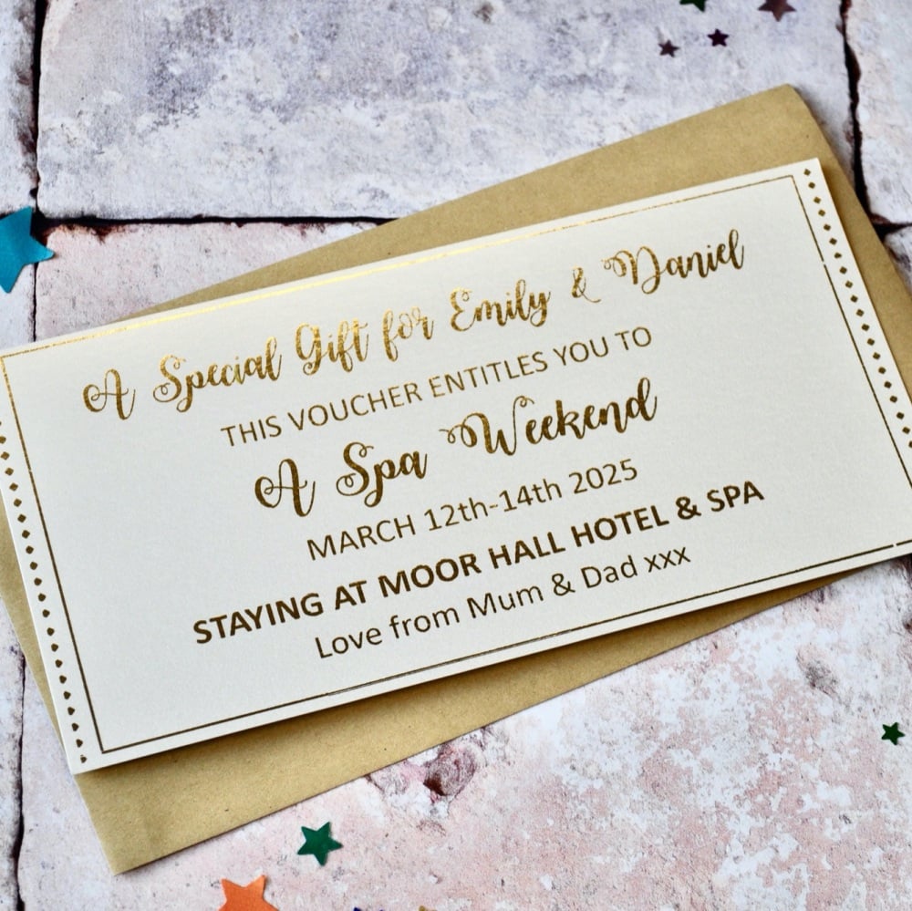 Personalised Gold Foil Special Gift Voucher