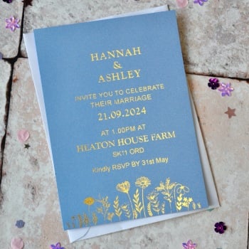 Gold Foil Floral Wedding Invitation