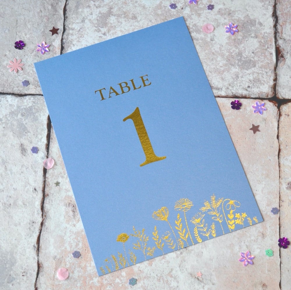 Gold Foil Floral Wedding Table Card