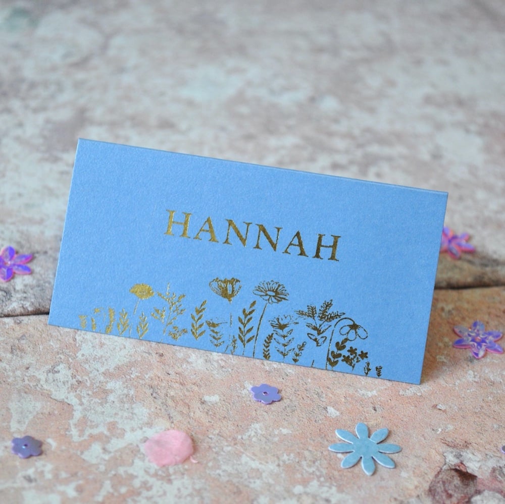 Gold Foil Floral Wedding Place Card