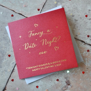 Date Night Valentines Gold Foil Card