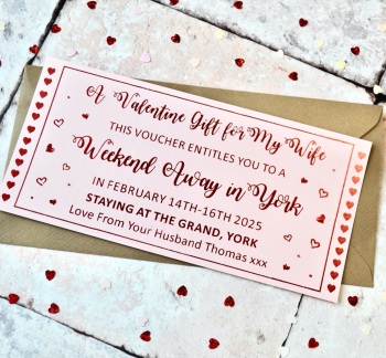Personalised Valentine Gift Foil Gift Voucher