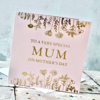 Personalised Floral Mother's Day Gold Foil Card