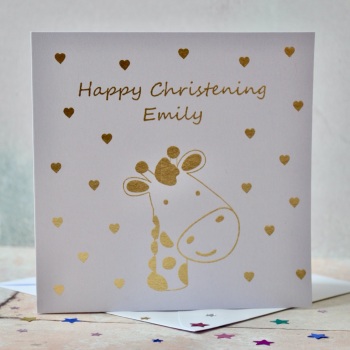 Christening Griaffe Gold Foil Personalised Card
