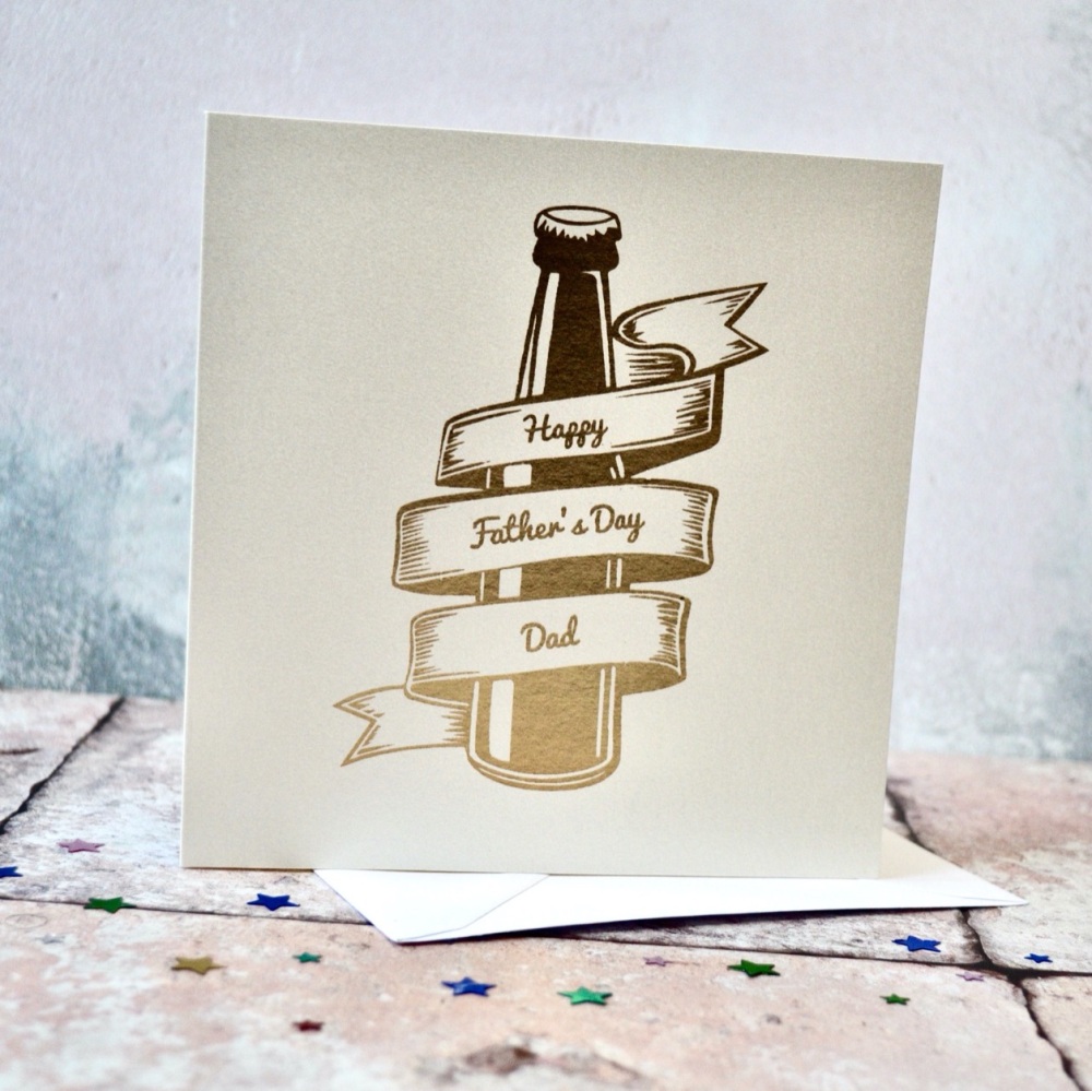 Personalised Beer Father's Day Gold Foil Card