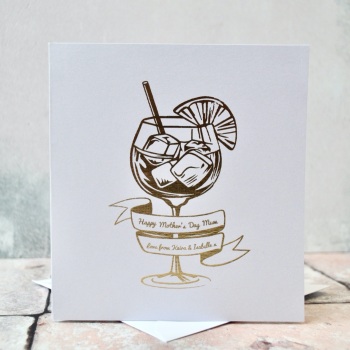 Personalised Gin Mother's Day Gold Foil Card