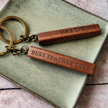 Personalised Teacher Wooden Bar Keyring