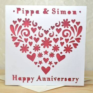 Personalised Laser Cut Anniversary Heart Card