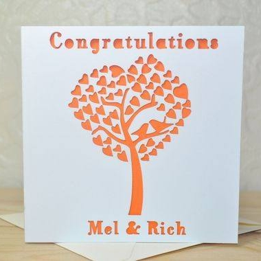 Laser Cut Engagement Tree Heart Card