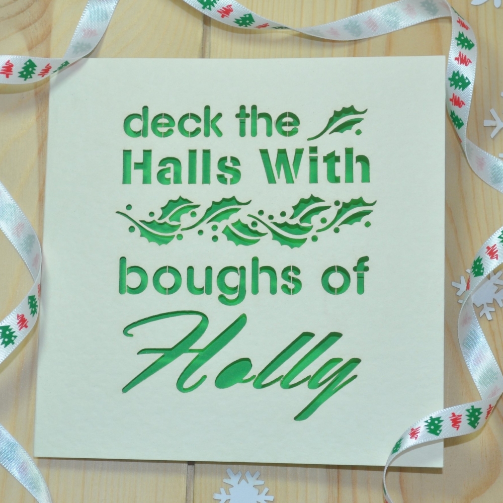 'Deck The Halls' Laser Cut Christmas Card