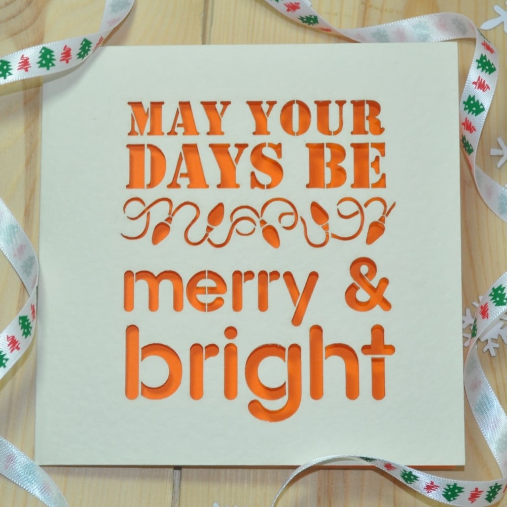 'Merry And Bright' Laser Cut Christmas Card