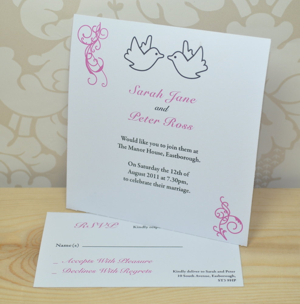 Dove Printed Wedding Invitation and RSVP