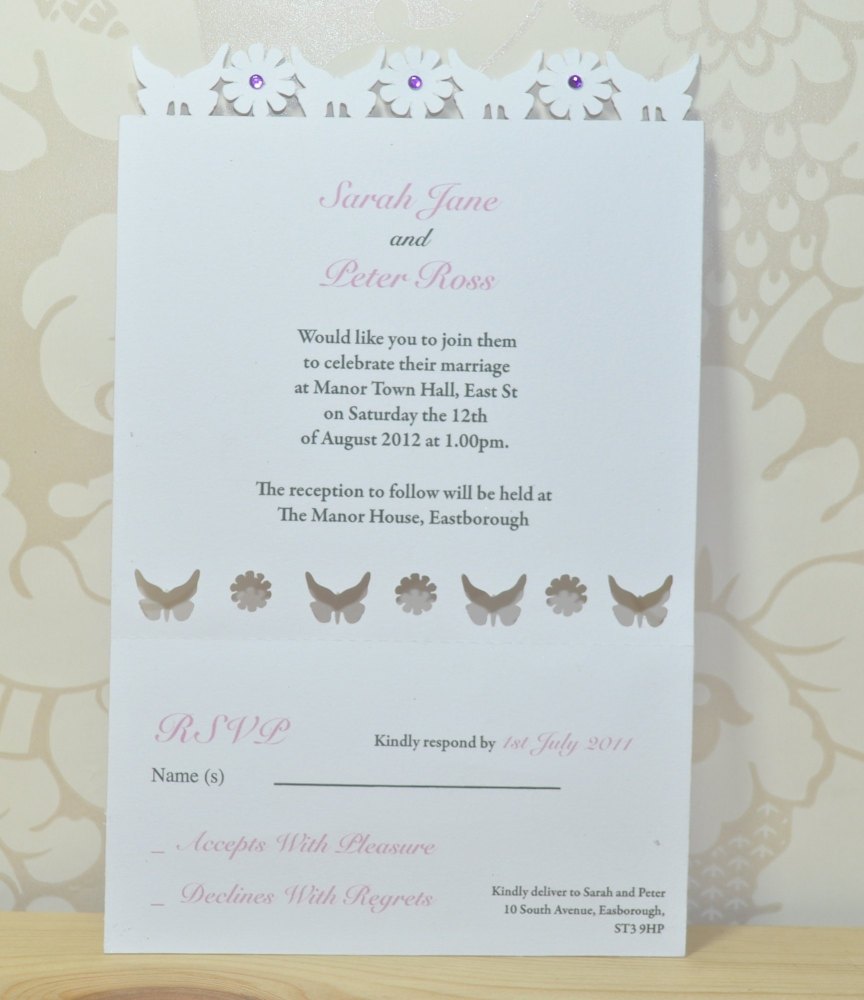 Butterfly Laser Cut Wedding Invitation RSVP