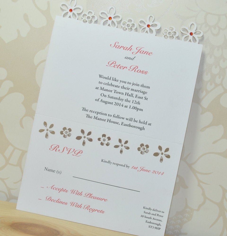 Flower Laser Cut Wedding Invitation RSVP