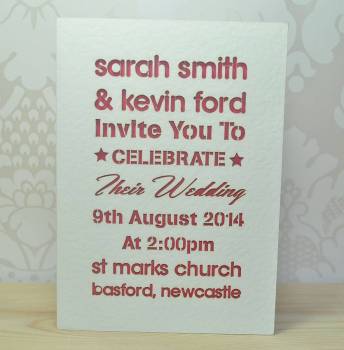 Laser Cut Typography Wedding Invitation