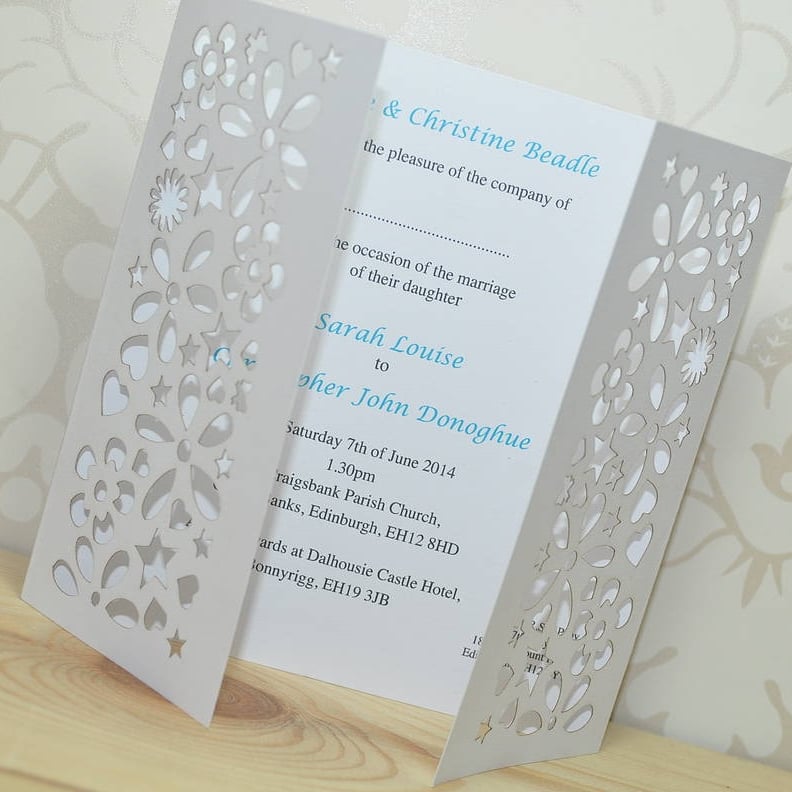 Laser Cut Flower And Butterfly Gatefold Invitation