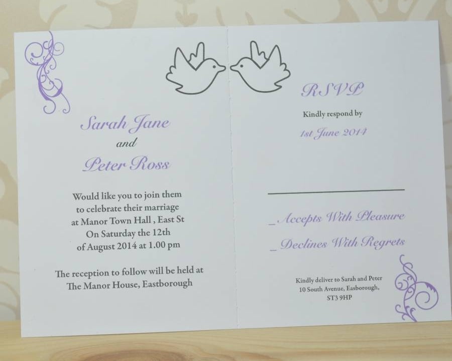 Dove And Swirl Wedding Invitation And RSVP