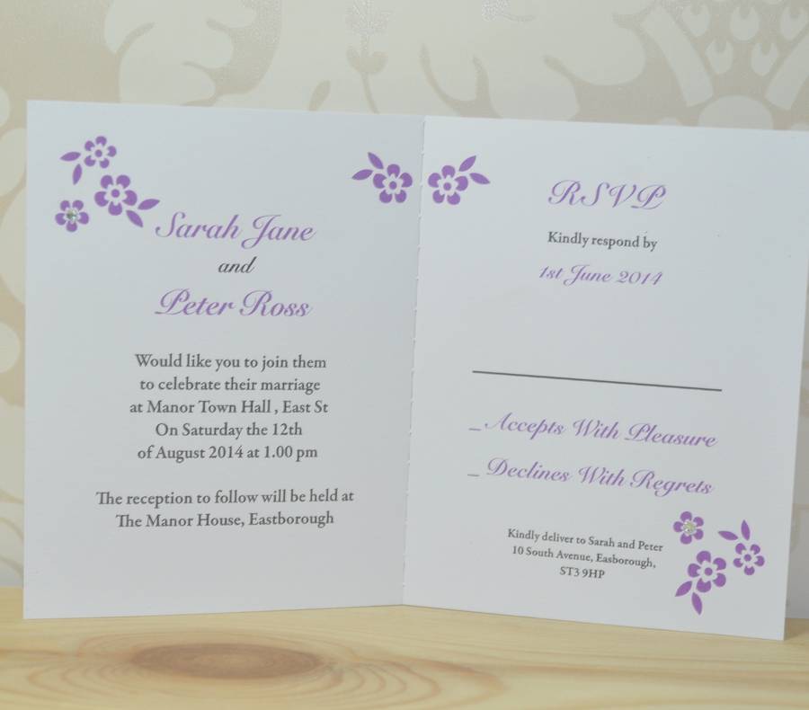 Flower Wedding Invitation And Perforated RSVP