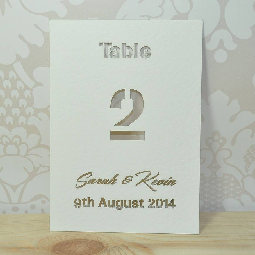 Laser Cut Typographic Wedding Table Cards