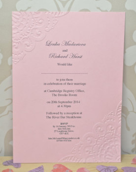 Vintage Lace Embossed Wedding Invitation