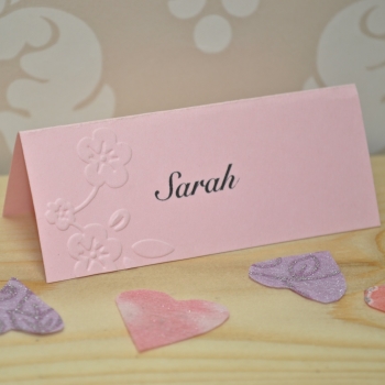 Floral Embossed Wedding Place Cards