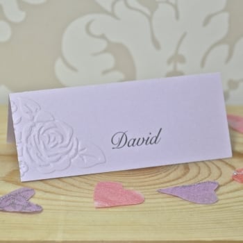 Vintage Rose Embossed Wedding Place Card