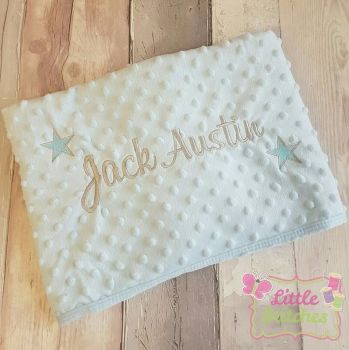 Personalised Blue star design bobble style blanket