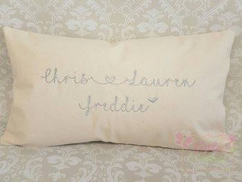 Personalised Fairtrade cotton canvas cushion cover with insert
