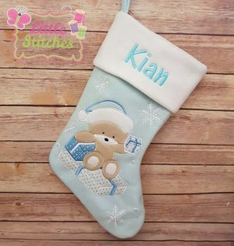 Personalised blue bear stocking