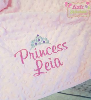 Personalised pink princess design bobble style blanket