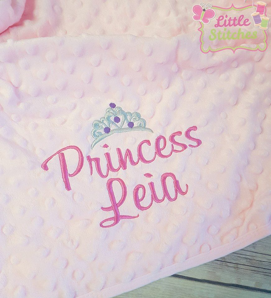Personalised pink princess design bobble style blanket